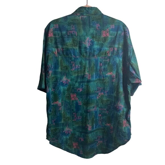 Virgin Key West Vintage Mens Shirt Size Medium Green Button Down Handmade - Picture 2 of 8